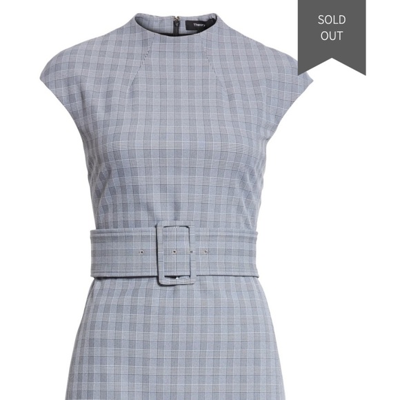 Theory McClair Plaid Mod Belted Sheath Dress - Picture 6 of 6